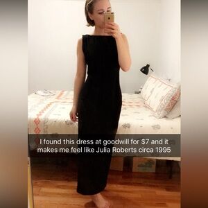 Vintage Laundry By Shelli Segal Black Dress, Size 2, Bead Work, Scoop Back